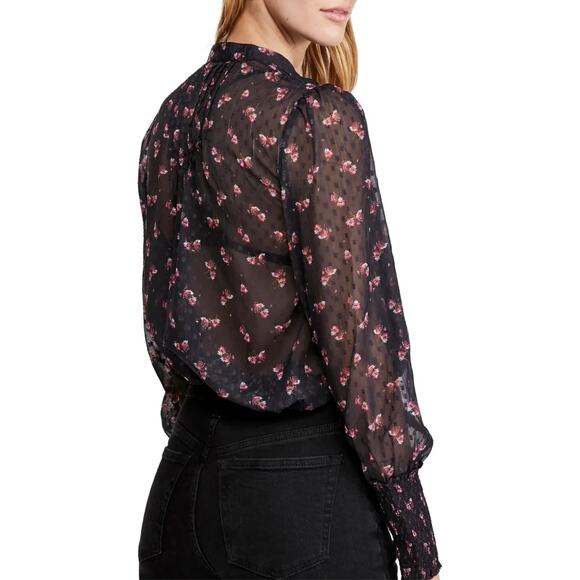Free People Flowers in December Print Sheer Blouse Women's Size S - Picture 2 of 11